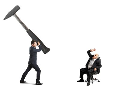 stressed businessman and senior boss clipart