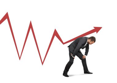 genç adam destekleyen kırmızı işaretçi