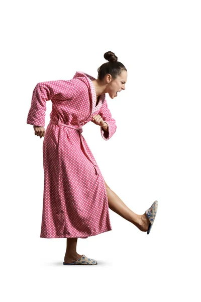 Woman giving the kick — Stock Photo, Image