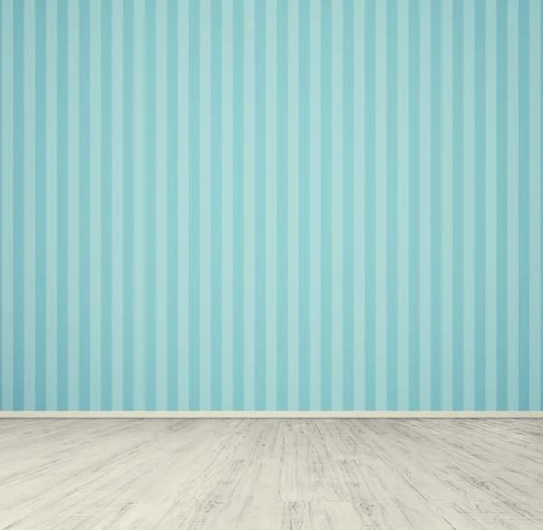 Chambre vide avec papier peint bleu — Photo