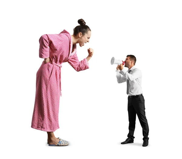 Man screaming with megaphone — Stock Photo, Image