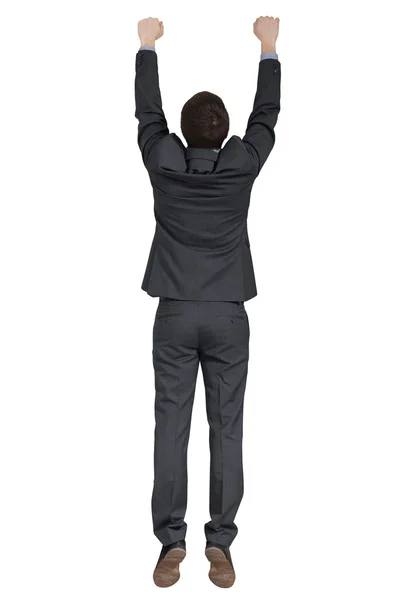 Hanging man in black suit Stock Picture