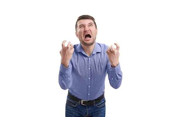 Emotional screaming man isolated — Stock Photo, Image