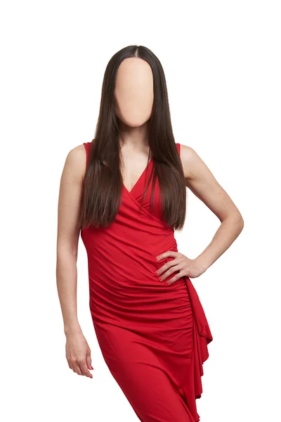 Mujer en vestido rojo sin rostro — Foto de Stock