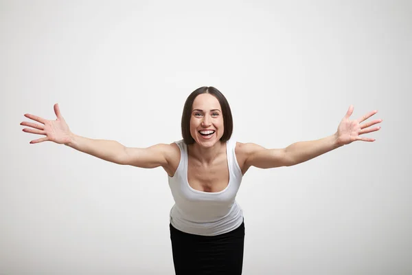 Woman stretching out her hands — Stock Photo, Image