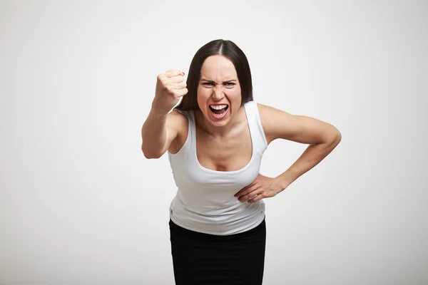 Emotional woman yelling — Stock Photo, Image