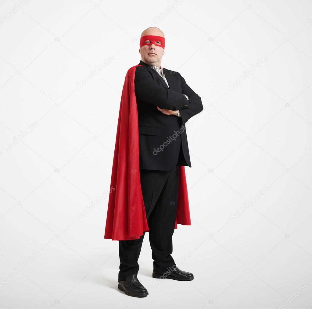 businessman wearing like super hero