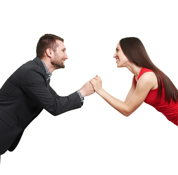 Man holding hand of beautiful woman — Stock Photo, Image