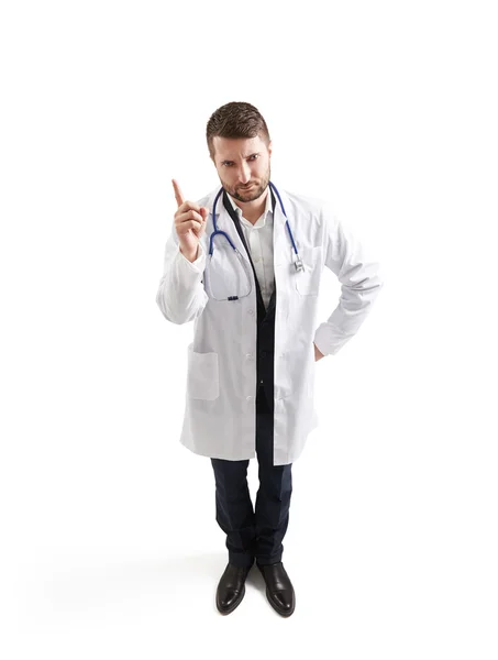 Strict man in white doctors smock — Stock Photo, Image