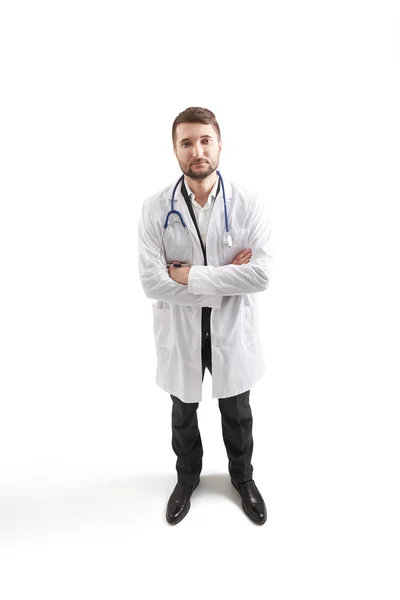 Mannen i vita läkare smock — Stockfoto