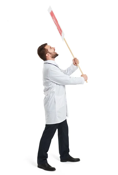 Ječící doktor v bílém plášti — Stock fotografie