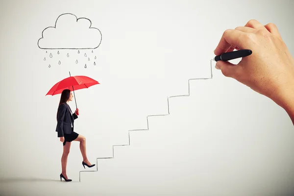 Woman following up stairs — Stock Photo, Image