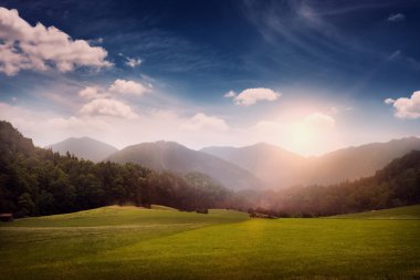 çayır ve tepeler ile peyzaj