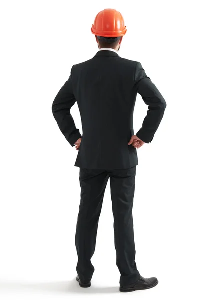 Businessman in orange hardhat — Stock Photo, Image