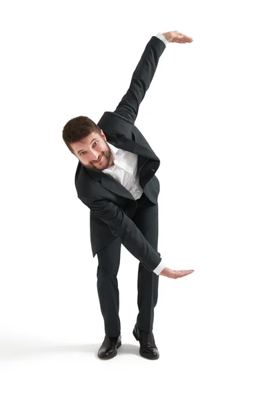 Smiley businessman stretched his hands — Stock Photo, Image