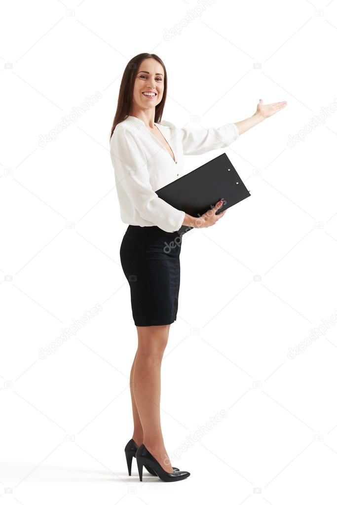 woman pointing her hand at something