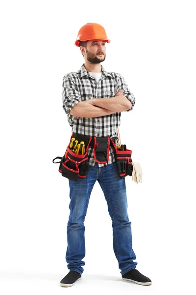 Serious workman with tools — Stock Photo, Image