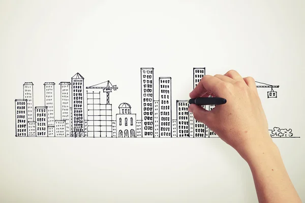 Ruční kresba město na papíře — Stock fotografie