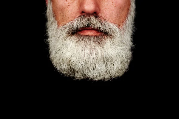 Foto close-up de barba de cabelos grisalhos — Fotografia de Stock