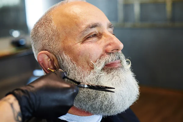 Sideview portrait of grey-haired man — Stock Photo, Image