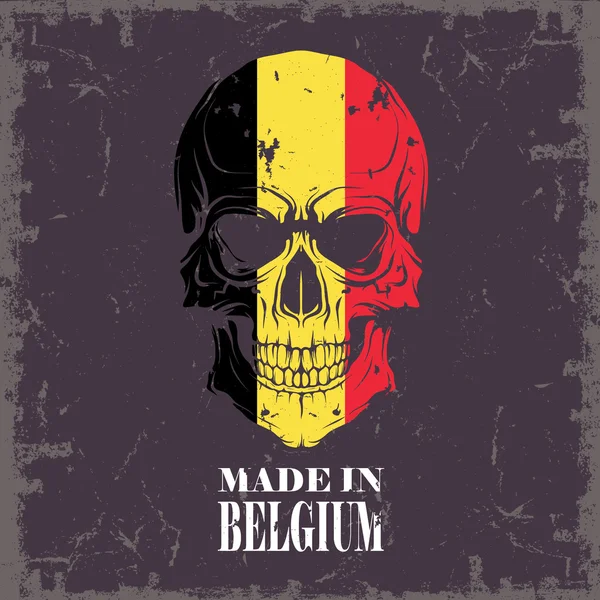 Crâne avec drapeau de Belgique — Image vectorielle