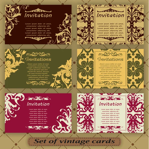 Conjunto de tarjetas vintage — Vector de stock