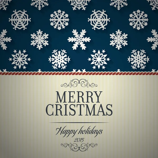 Feliz cartão de Natal com flocos de neve — Vetor de Stock