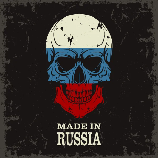 Caveira cor da bandeira russa — Vetor de Stock