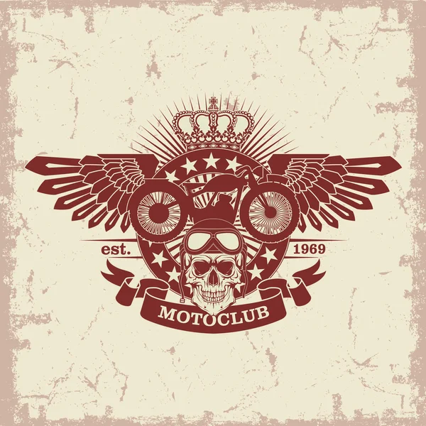 Stamp Moto club with  skull — Stock Vector