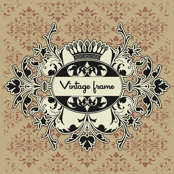 Cadre vintage avec couronne — Image vectorielle