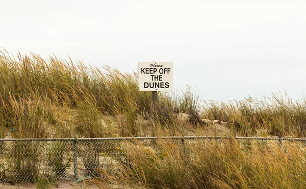 Sign Warning People Please Keep Dunes Beach Robert Moses State — Stock Photo, Image