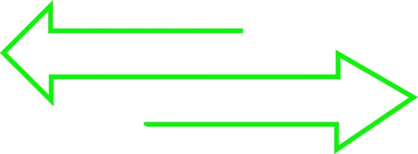 白い背景を持つ両方の方向を指すネオングリーンの線を持つ2本の矢 — ストック写真