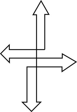 Dört farklı yöne doğru çizilmiş dört ok..