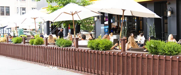 Astoria New York Usa July 2020 Restaurant Blockes Part Street — Stock Photo, Image