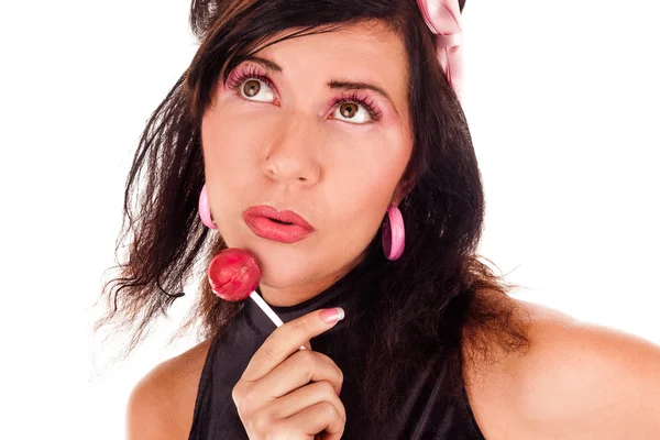 Latina mit einem bonbon — Stockfoto