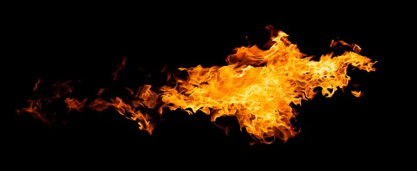 Flammen - isoliert auf schwarzem Hintergrund — Stockfoto