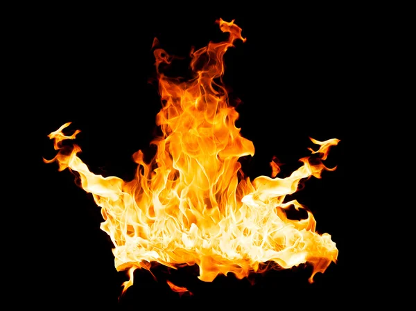 Fire flames - isolated on black background — Stock Photo, Image