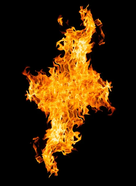 Tűz lángok - elszigetelt fekete háttér — Stock Fotó