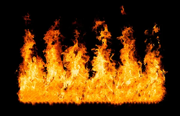 Flammen - isoliert auf schwarzem Hintergrund — Stockfoto