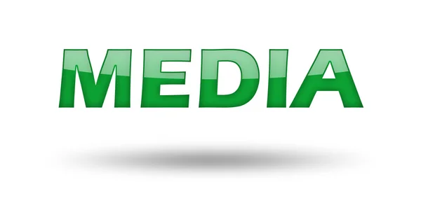 Word Media met groene letters en schaduw. — Stockfoto