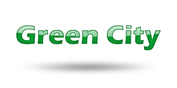 Fras grön stad med gröna bokstäver och skugga. — Stockfoto