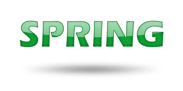 Word voorjaar met groene letters en schaduw. — Stockfoto
