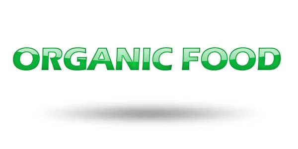 Текст Органические продукты питания с зелеными буквами и тени . — стоковое фото
