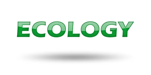 Word ecologie met groene letters en schaduw. Stockfoto