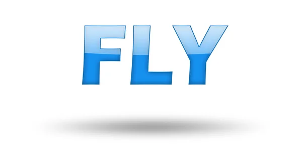 Palabra FLY con letras azules y sombra . —  Fotos de Stock