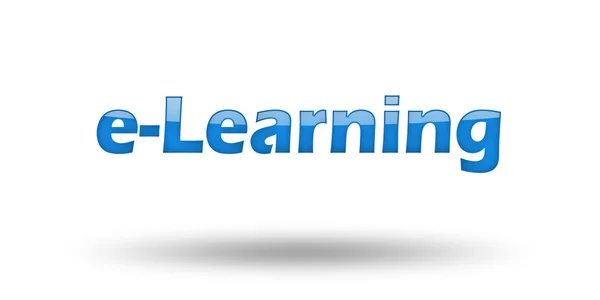Slovo e-Learning s modrými písmeny a stín. — Stock fotografie