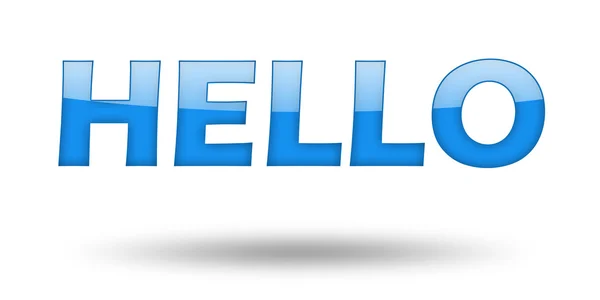 Texto HELLO con letras azules y sombra . — Foto de Stock