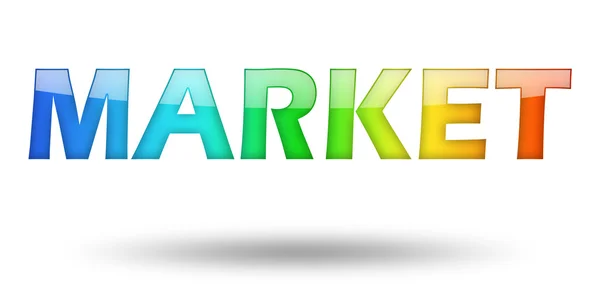 Tekst markt met kleurrijke letters en schaduw. — Stockfoto