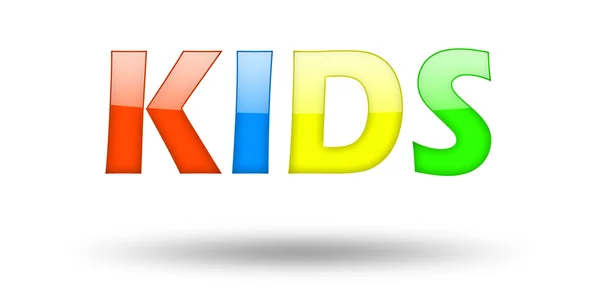 Текст KIDS з барвистими літерами і тіні . Ліцензійні Стокові Фото