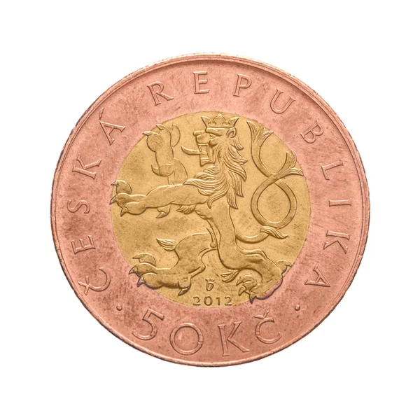 捷克克朗硬币，50 克朗，五十冠 — 图库照片
